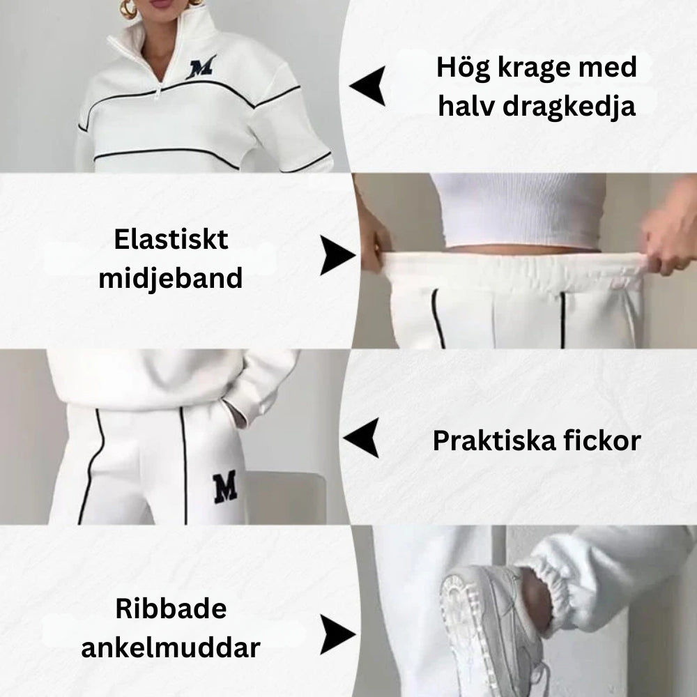 Avslappnat 2-delat set med loungekläder - andningsaktiv topp och byxor för damer