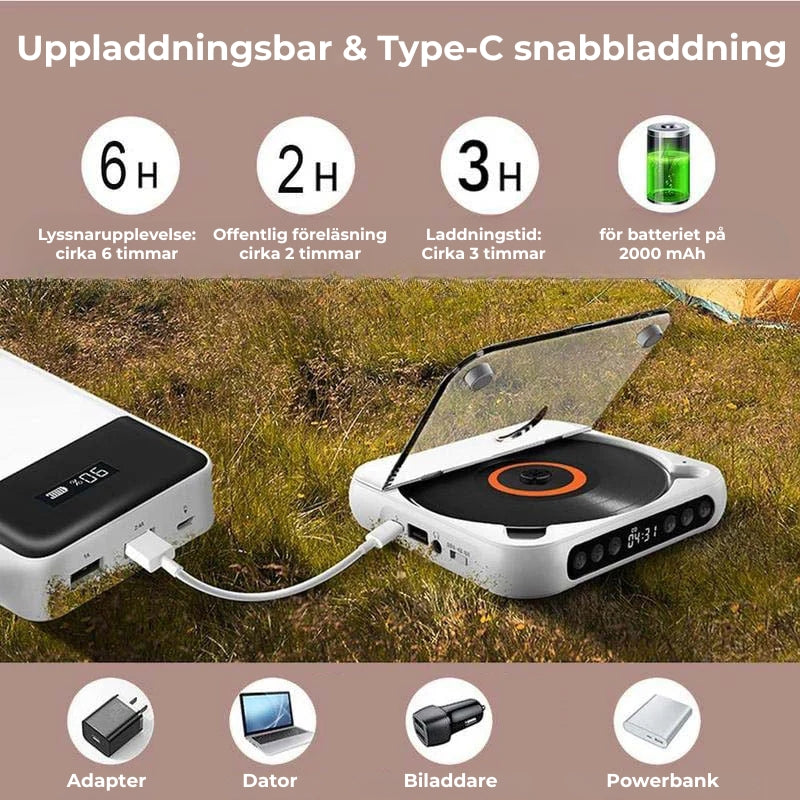 Bärbar CD-spelare med Bluetooth