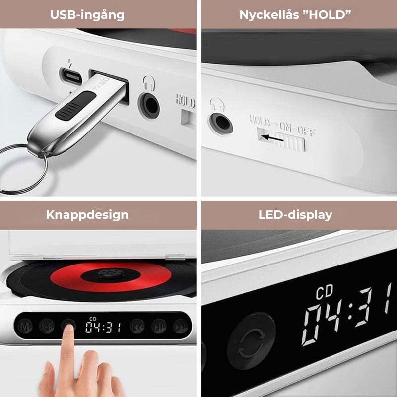 Bärbar CD-spelare med Bluetooth