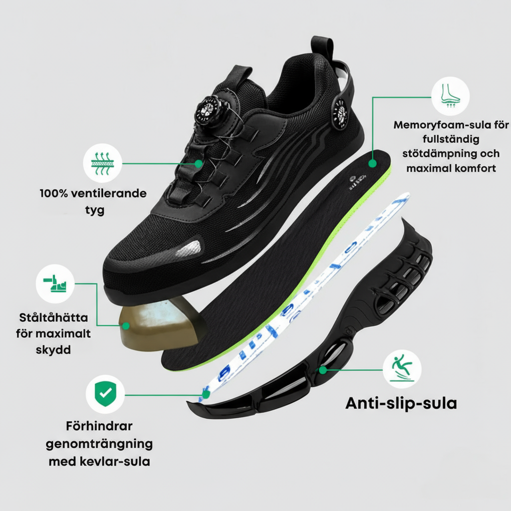 ArmorFlex S3 Air – Ultralätta skyddsskor med stålhätta & vridspänne